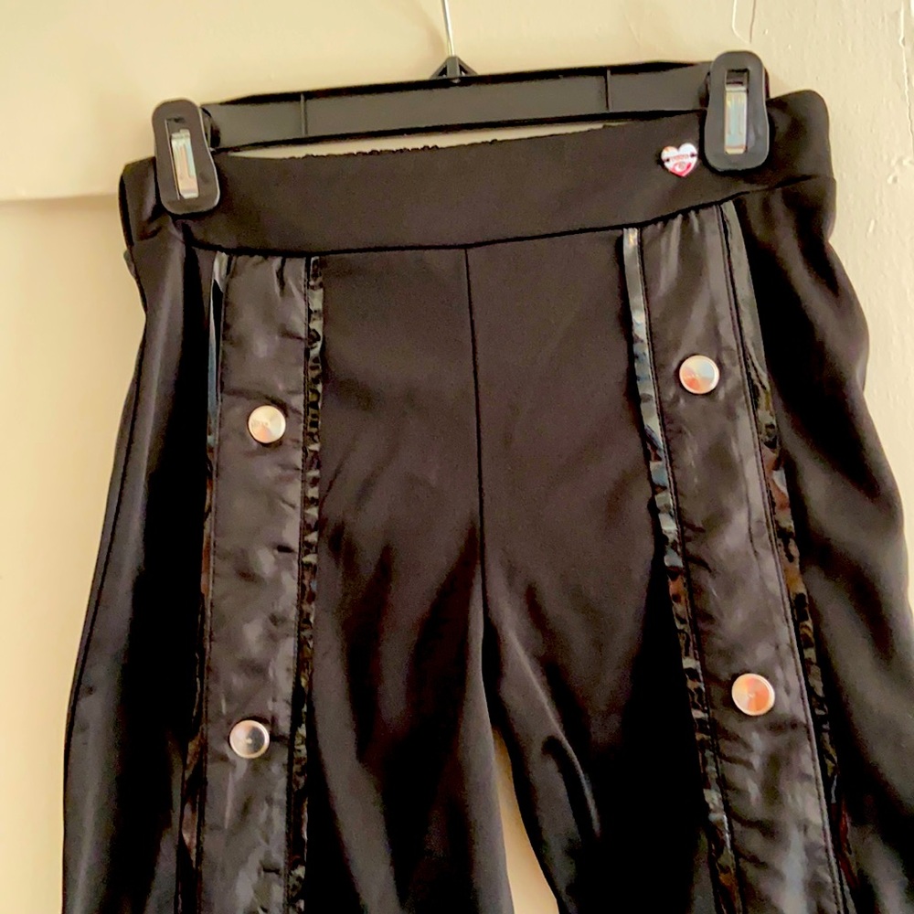 Cool Bebe girls black slip on pants with snap buttons down the leg